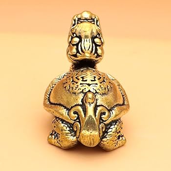 Amazon.co.jp: 吉祥 龍亀 ミニ置物 真鍮 銅製 ミニ龍亀の置き物